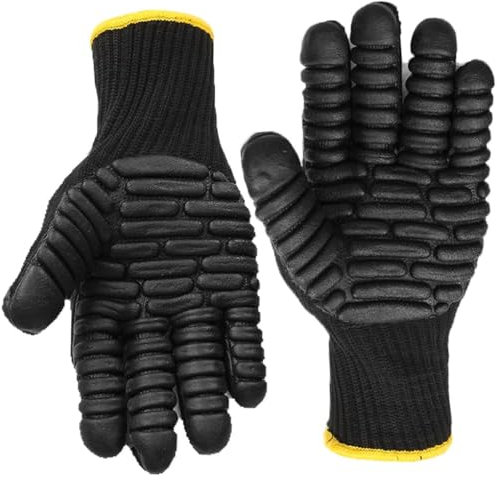 Anti Vibration Work Gloves Anti-Vibration Power Tools Vibration Reducing Gloves Shock Absorption Safety Mechanic Work Protective Gloves Black (Large [Size 9])
