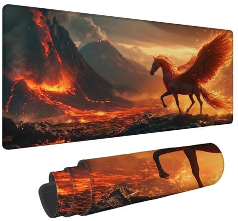 Tapis de Souris Animal Tapis de Souris XXL Cheval 1500x800x4mm Tapis Souris Gamer, sous Main Bureau Ordinateur Portable, Mouse Pad Bords Cousus Caoutchouc Antidérapante, pour Souris et Clavier A-140