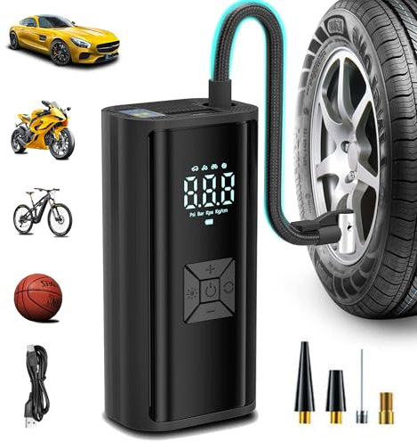 Gonfleur Pneus Voiture Sans Fil,COCCKO 150 PSI Compresseur à Air Portatif pour Pneus, LED et Arrêt Automatique,gonfleur velo electrique,Auto Moto Vélo Ballon