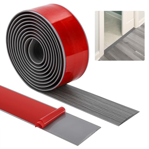 Bande de Seuil Adhésive, Bande de seuil, Barre de transition autocollante en vinyle, Barre de Seuil Autoadhésive Pour sols - Barre de transition plate autocollante (Grain de bois gris, 2M*5CM)