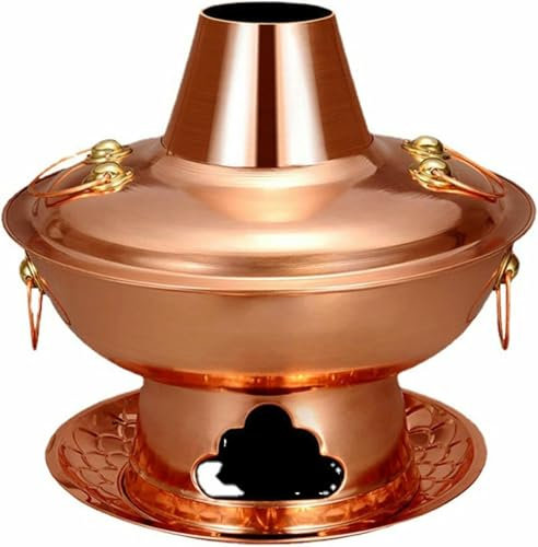 HOTAPEPU Juego de ollas eléctricas Chinas de Cobre Tradicional Chino de Beijing, Olla Caliente de Cobre de carbón de Beijing, Olla Shabu, Uso doméstico de Camping, Cocina para Regalo Inusual, 40 cm~/