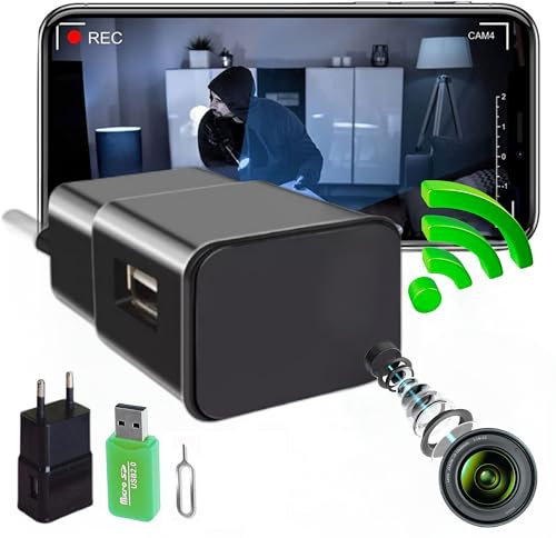 Mini Camara Espia Oculta Camuflada WiFi, (Sin Agujero de Lente), Sin Luz al Grabar, Completamente indetectable, Camara Vigilancia WiFi Interior, Versión 2025, Full HD Real, Detección de Movimiento