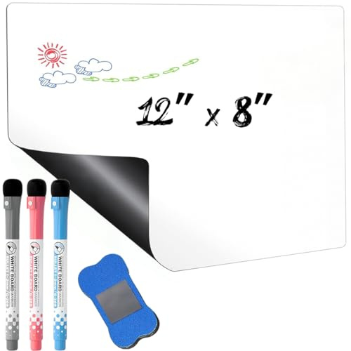 Papier Tableau Blanc Magnétique, A4 Adhesif Tableau Blanc Effacable Autocollant, Avec Marqueur et Effaceur, Tableau Magnetique Mural Film pour surfaces lisses, Pour l'école