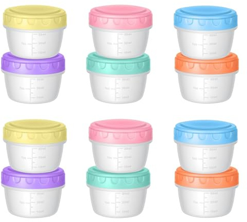 Kleine Dosen mit Deckel Plastik 12 Stück Kleine Gefrierdosen 80 ml Gefrierdosen Klein BPA-frei Mini Frischhaltedosen, Auslaufsichere Mini Vorratsdosen für Joghurt, Saucen, Marmeladen, Gewürze