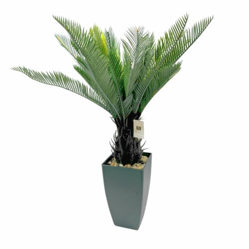 Leaf and Stone Palmera artificial de 75 cm en maceta moderna – Palmera artificial de alta calidad con hojas de palma realistas – Planta de interior sin cuidado – Elegante planta decorativa para salón