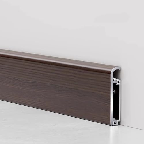 4 Pcs 125cm Metal Skirting Board TrimAluminium Baseboard Molding (4/6/8cm Height) for Kitchen & Bathroom CabinetsStylish Black Walnut Finish