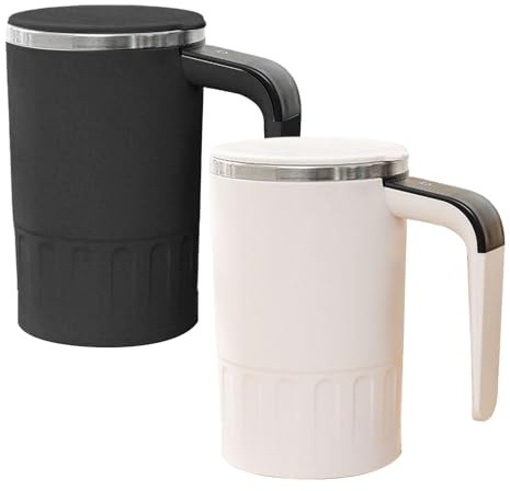 Automatic Magnetic Stirring Coffee Mug, 2PCS Magnetic Stirring and Heating Mug, Mixing Cups with LCD Temperature Display, Smart Mugs for Home Bar Travel Tea Cafe Milk Latte Cocoa Drinks Hot Chocolat