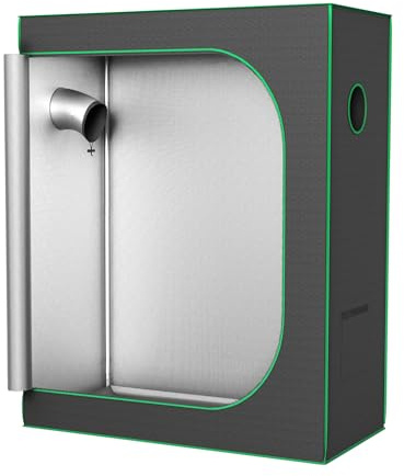 FIVMEN Growzelt 120x60x150 cm Grow Tent mit Reflektierende Mylar Lichtdicht Wasserdicht Zuchtzelt Growroom Gewächshaus für Homegrowing Pflanzen Wachsen Raum