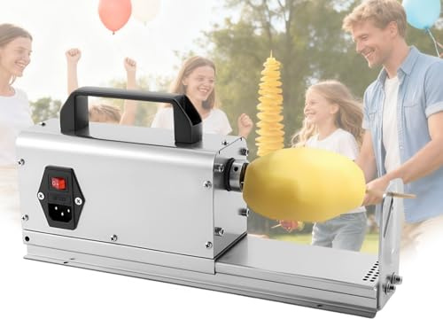 PRECISTECH Cortadora De Patatas En Espiral Eléctrica ， Cortadora Eléctrica De Verduras Profesional, Doble Hoja Extraíble, Patatas En Espiral Y Verduras En Espiral
