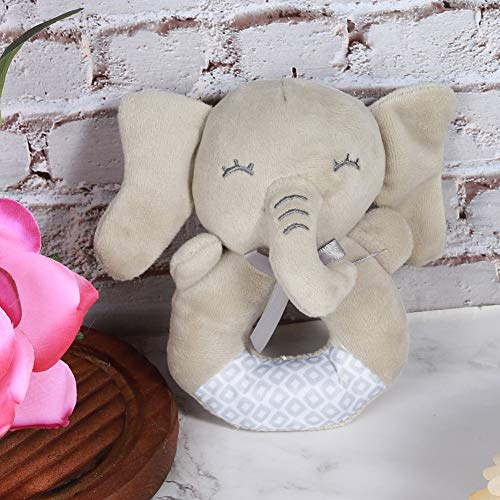 Riuulity Plüsch-Babyrassel, Handglocken, Weiches Material, Bequemes Spielzeug, Macht Sanfte Geräusche für, Kaninchen, Elefant, Waschbär, Hund für Sicheres Spielen (Elefant)