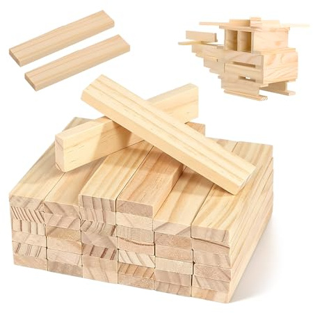 50 Stück Holzklötzchen zum Basteln 11.2 x 2.2 x 0.8 CM,Bastelklötzchen Bastelholz,SZMK Holzleisten für Deko,Holzstäbchen für Modellbau,Holzbausteine Natur,Hölzchen für Heimwerkerprojekte, DIY Deko