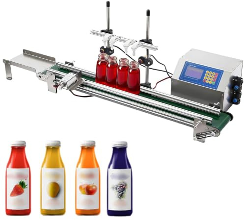 Automatisk vätskepåfyllningsmaskin, 6,5 l/min, 4-huvudspåfyllningsmaskin, 1 ml - 500 ml, med droppfri munstycke, för vin, mjölk, olja, tunna vätskor. 4H3200