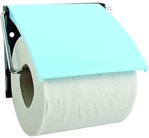 MSV Bad Serie Toilettenpapierhalter WC Rollenhalter Papierhalter Klopapierhalter mit Klappe - Hellblau