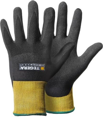 TEGERA® Infinity 8801 Synthetic Nylon Assembly Glove with Nitrile Foam Coating Waterproof Palms 1 Pair Black/Yellow (5)