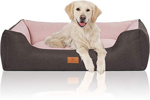 Knuffelwuff 14096-005 Hundebett Hundekörbchen Hundesofa Hundekissen Hundekorb Bezug Waschbar Luke Xl Schwarz-Rosa