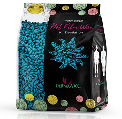 Dermawax 500g Azulen Wachsperlen – Heißwachs zur Haarentfernung – Profi Wax für Mann & Frau – Schnell Aushärtend für Achseln, Bikini, Kurze & Grobe Haare – Für Profis & Zuhause