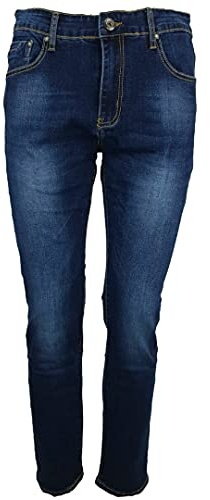 N+1 Jeans Uomo Slim Fit Elasticizzati 5 Tasche Slavati Taschino 46 48 50 52 54 56 (60 - Denim)