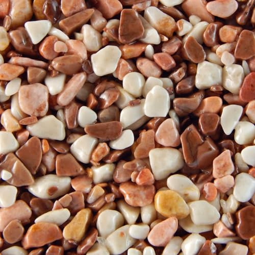 Terralith Steinteppich Marmor Komplett-Set für 1qm - Körnung: fein - 2-4mm mit Polyurethan Bindemittel - für Außen in rot-weiß (mix firenze)