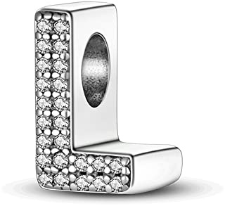 Pandach Damen Charm Anhänger Buchstabe für Armband 925 Sterling Silber Charms Beads passend für Armband und Halskette, Kompatibel mit Europäischen Armbändern für Frauen Mädchen