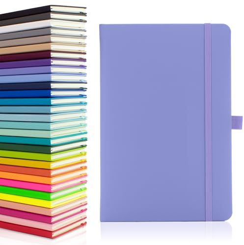 Notes London Eco A5 Notizbuch mit linierten Seiten, Stiftschlaufe, Band, Datumsmarkierungen und Papiertasche, mittleres gebundenes Tagebuch, Notizbuch, nachhaltig angebautes Papier (Pastellviolett)