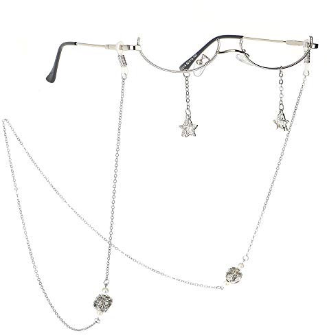 YUNHOME Sonnenbrillenkette Brillenkette Brillenband Brillenschnur Sekundär Yuan Dekorative Brille Rahmen Persönlichkeit Stern Zirkon Diamant Hängende Kette Brille Rahmenbrille-Silberlaternen + Sterne