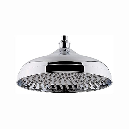 ENKI, R38, 300mm Traditional Fixed Large Shower Head Chrome, Solid Brass, Replacement Shower Head, Round Rose, Mixer Rainfall Shower, Modern Design, Easy Clean & Easy to Install | Solid Brass, Anti-Limescale Nozzles, Swivel Spout, Easy Install, Fittings Included, 1-Year Guarantee, Replacement Arm, Modern