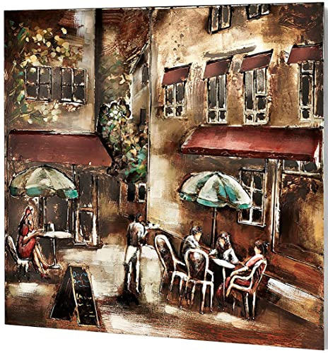 Kobolo Wandbild Wanddeko Metallbild 3D-Bild Café 90x90 cm