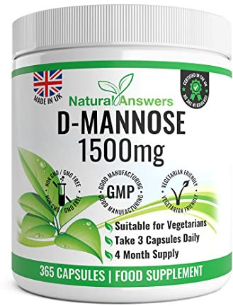D-Mannose | 365 Capsules | Max Strength 1500mg per Serving - Precision DMannose - Vegetarian Capsules not Tablets or Pills, Made in The UK (365 Count (Pack of 1))