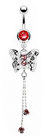 Piercingfaktor Bauch Piercing Schmetterling mit Kristall