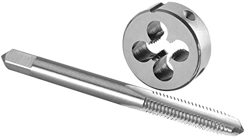 Burkit 1/4 Zoll-28 UNF Gewindebohrer und Schneideisen Set, 1/4 x 28 UNF Maschinengewindebohrer und runde Schneideisen rechts
