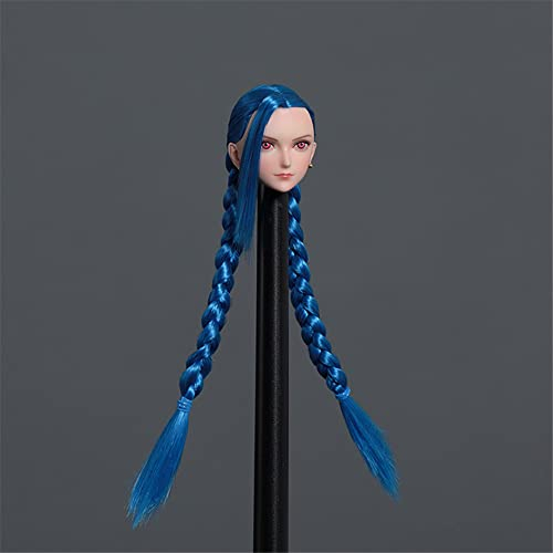 1/6 Maßstab Weibliche Kopf Skulptur, Anime Mädchen Blasse Haut Bepflanztes Haar Kopf Geschnitzt für 12 Zoll PH TBL JO Action Figur (H)