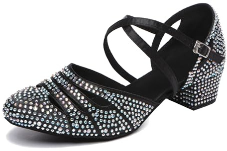 MINITOO Chaussures de Danse en Strass pour Femme - Escarpins latins pour Salle de Bal, Mariage, soirée, 38.5 EU