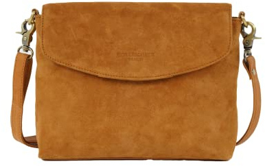 HOLZRICHTER Berlin - Umhängetasche aus Leder für Damen (No 1-2), 18x23,5x7 cm Schultertasche, Handgefertigte Crossbody Bag, Handtasche in Braun und Schwarz