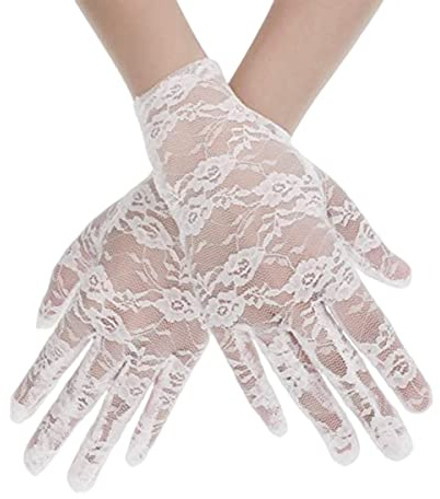 Morices Women's Elegant Lace Gloves, White Floral Lace Vintage Opera Gloves for Women & Girls, One Size Fits Most, Soft Lace & Fine Workmanship, Perfect for Evening, Wedding, Tea Party, Prom, Cosplay