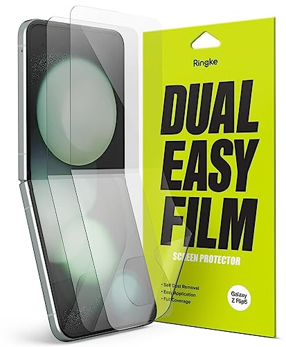 Ringke Pack de 2, Dual Easy Film para Protector de Pantalla Galaxy Z Flip 5, Fácil de Instalar, Protector Pantalla Cobertura Total