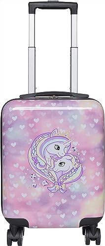 Beckmann, Kinderkoffer Unicorn Princess Purple, robuster Hartschalenkoffer Handgepäck, mit 4 Doppelrollen, 22L, Purple