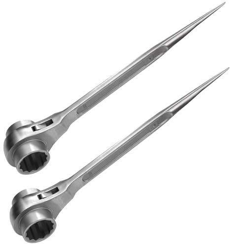 WEDO 2-teiliges Gerüst-Ratschenschlüssel-Set, 19 mm × 22 mm, Edelstahl-Spud-Schraubenschlüssel-Set, Ratschen-Steckschlüssel, Länge 345 mm, doppelseitiger 12-Punkt-Sechskant-Ratschenschlüssel