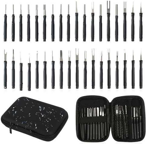 Riisoyu Set di 36 attrezzi di rimozione terminale per auto, cavo auto, spina, strumento di rimozione spillo, estrattore di riparazione, cavo auto, spina, strumento di rimozione
