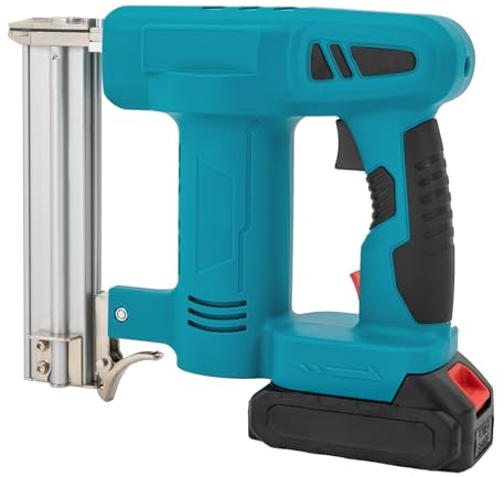 Druckluft-Tacker kabellose Nagelpistole 2in1-Kombigerät Tacker & Nagler,Blau,inkl. 5 Reihen* gerade Nägel+Yard-Nägel 2* Inbus-Schlüssel 1* Schraubendreher+Akku+Ladegerät+Tragetasche