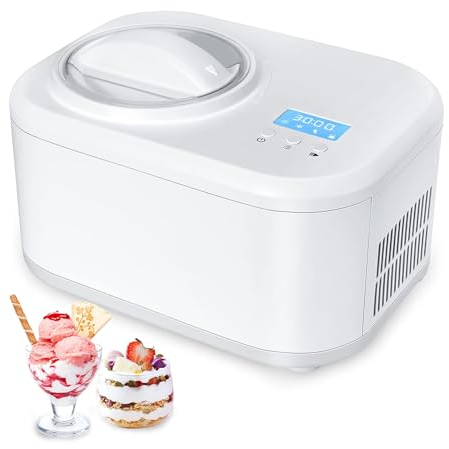 Sorbetière Automatique, 1 Litre De Sorbetière Faite Maison Avec 4 Modes Et Compresseur, Glace En 30 À 60 Minutes, Pas De Pré-congélation Et Maintien Au Frais, Pour Les Vacances Des Enfants