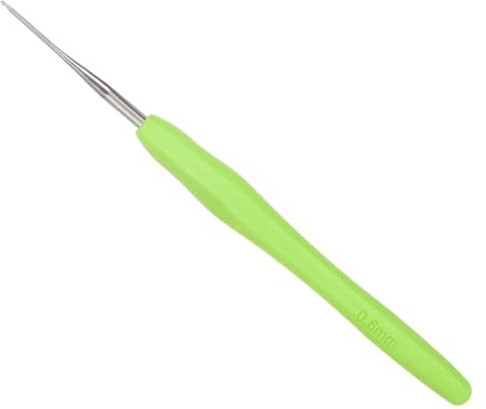 Coopay Häkelnadel 0,6 mm - Metall Spitze für Spitzen und Feines Häkeln - 1 Stück Kleine Häkelnadel Mit Weichem Ergonomischem TPR Griff