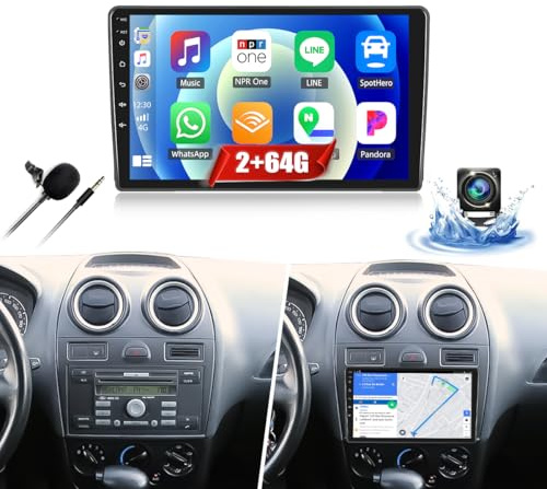 2G+64G CAMECHO Android 13 Autoradio für Ford Transit 2009-2016/ Ford Focus 2005-2008 mit Carplay Android Auto,9 Zoll Bildschirm 2DIN mit Navi RDS FM MirrorLink Bluetooth und USB+Rückfahrkamera
