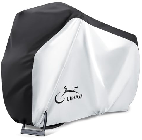 LIHAO Fahrradabdeckung Wasserdicht 210D Silber Fahrradgarage Fahrrad schutzhülle mit Beutel Abdeckung für Fahrrad 200 x 110 x 70 cm mit Aufbewahrungstasche