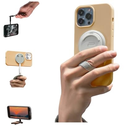 PGYTECH MagFlex Phone Photography Stand, Magsafe Ständer mit Ring für iPhone, Starke Magnete & Winkelverstellung & MagSafe Kompatibel mit Magsafe Phones/Phone Case, Selfie Stick Stativ, Nebeliges Grau