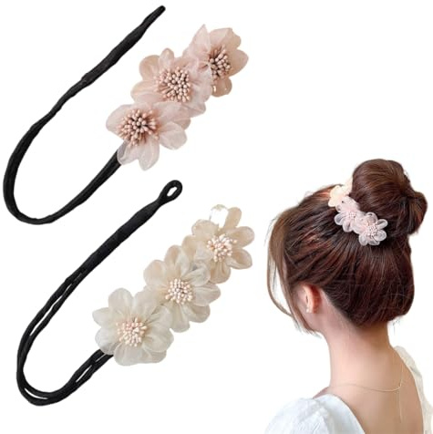 WHYCNJL 2 Pezzi Chignon Facile per Capelli,Creatore per Pane Ciambella Chignon a Ciambella, French Twist Accessori Capelli Ciambelle Chignon,Fiore Capelli Chignon per Donne Ragazze Bambini Balletto