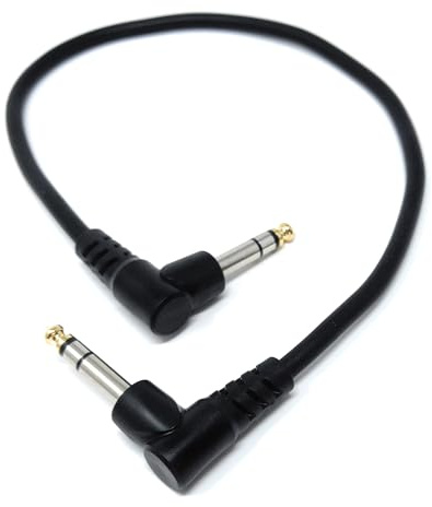 DRUT 0.5m 6.35mm 1/4 TRS Stereo Jack to Jack Plug, Dual Right Angle Patch | Cable Lead for Headphones Amplifiers, Music Instruments, Live Events, DJ 1.6ft