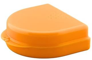 Dr. Bauer's Boîte pour Appareil Dentaire, boîte orthodontique, étui de Rangement hygiénique pour appareils dentaires et prothèses, avec Trous d’aération (Orange, 2,7 cm)