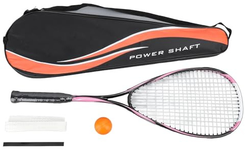 Beginner Squash Racket Carbon Lightweight Student Squash Racket with Transparent String for Gym School (Roseate)