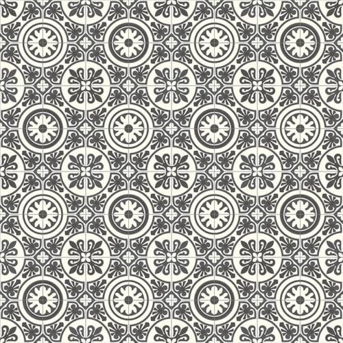VINYL FLOORING UK Celtic Motif Black White Designer Effect Anti-Slip Vinyl Flooring For Kitchen, Bathroom, Dinning Room, 1.9mm Thick Vinyl Sheet -2 X 4 mt