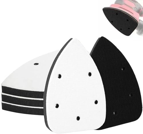 5 Pack Sander Sandpaper Backing Pads, 5-Holes Sponge Triangle Sanding Pads, Mouse Sander Sandpaper Backing Pad Hook and Loop Sanding Multitool Pad for Sander Accessories Replacement